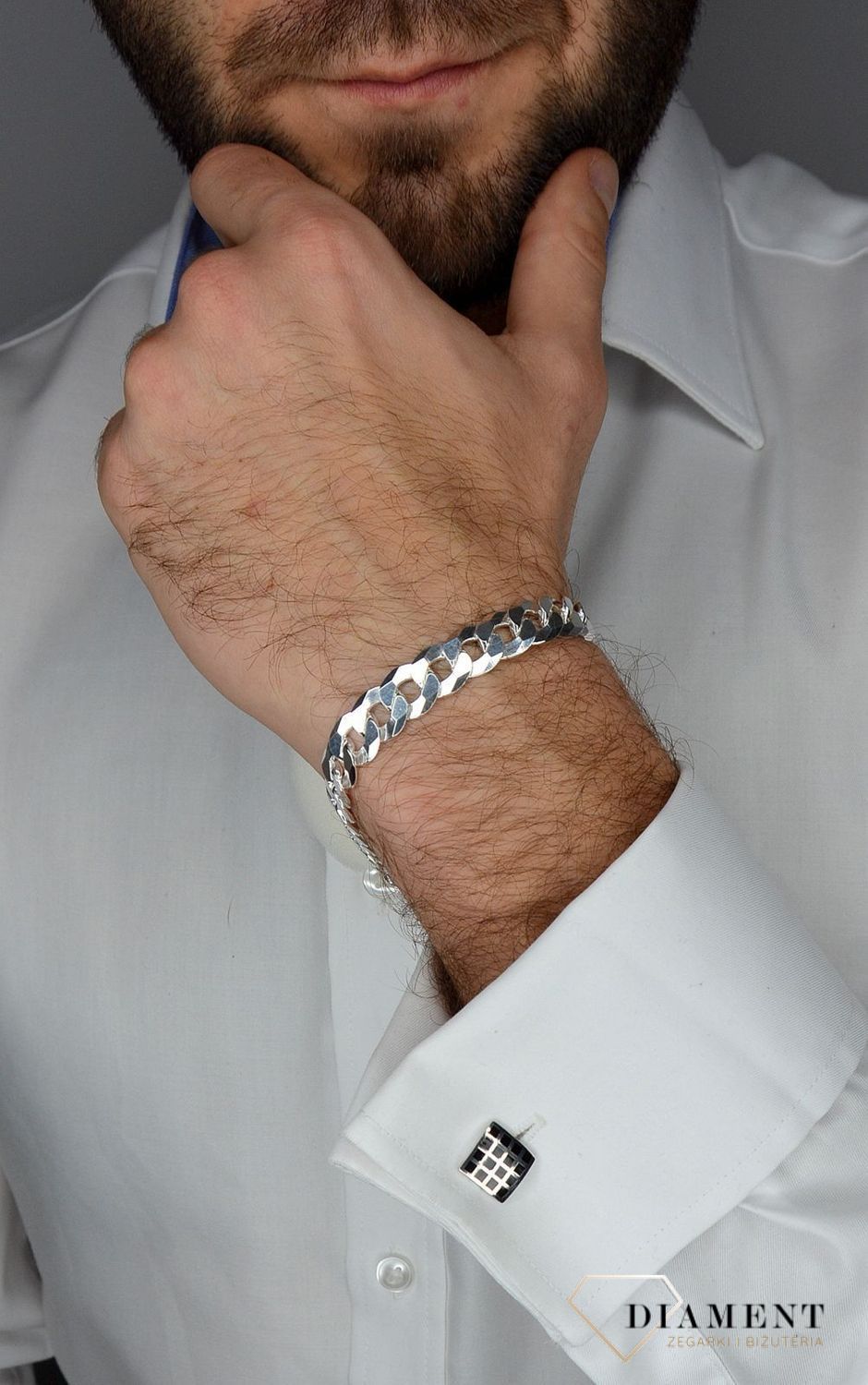 Bransoletka srebrna męska 925 Pancerka DIA-BRA-2085-300-925 11mm.jpg